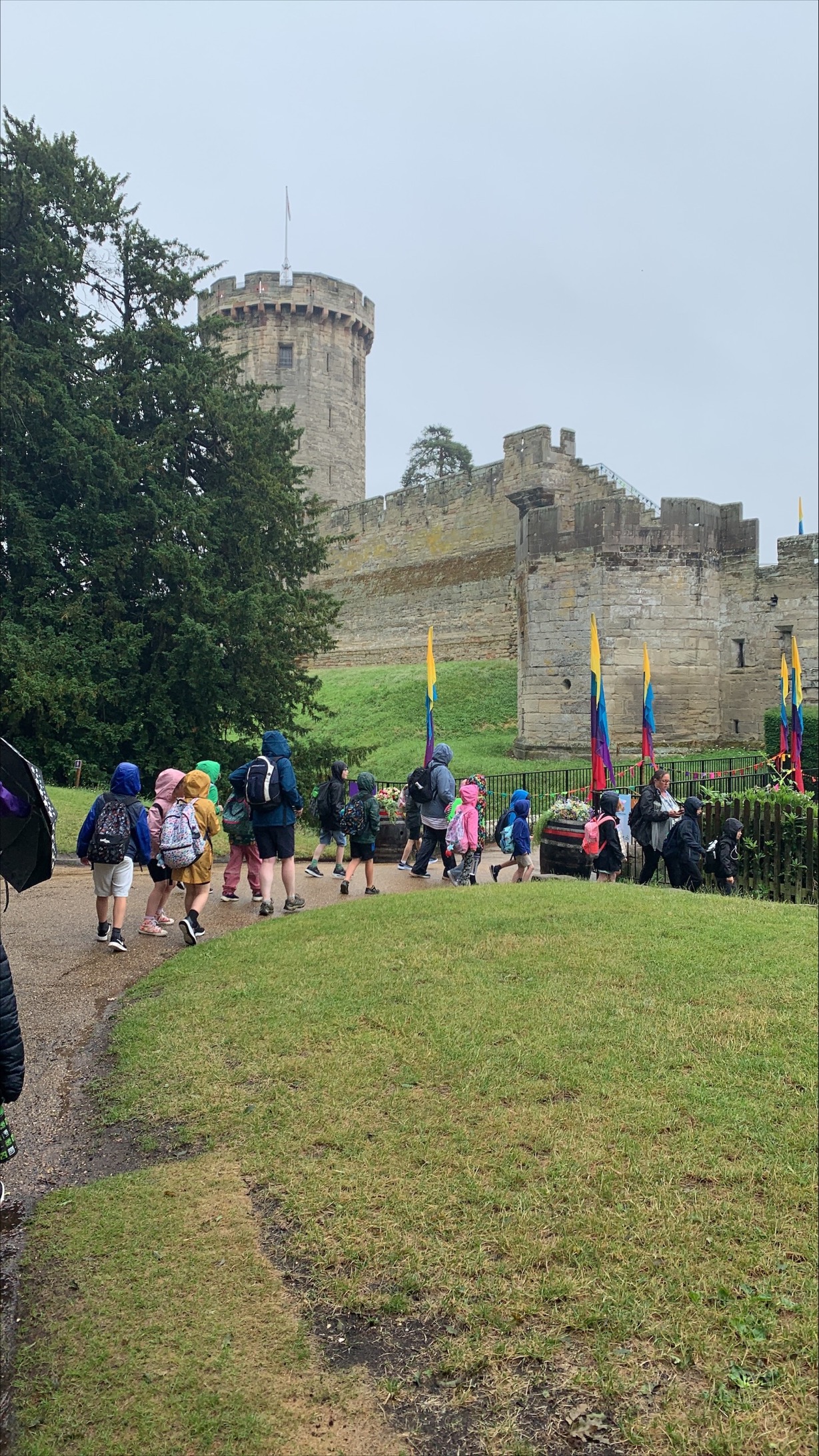 Children visiting a castle